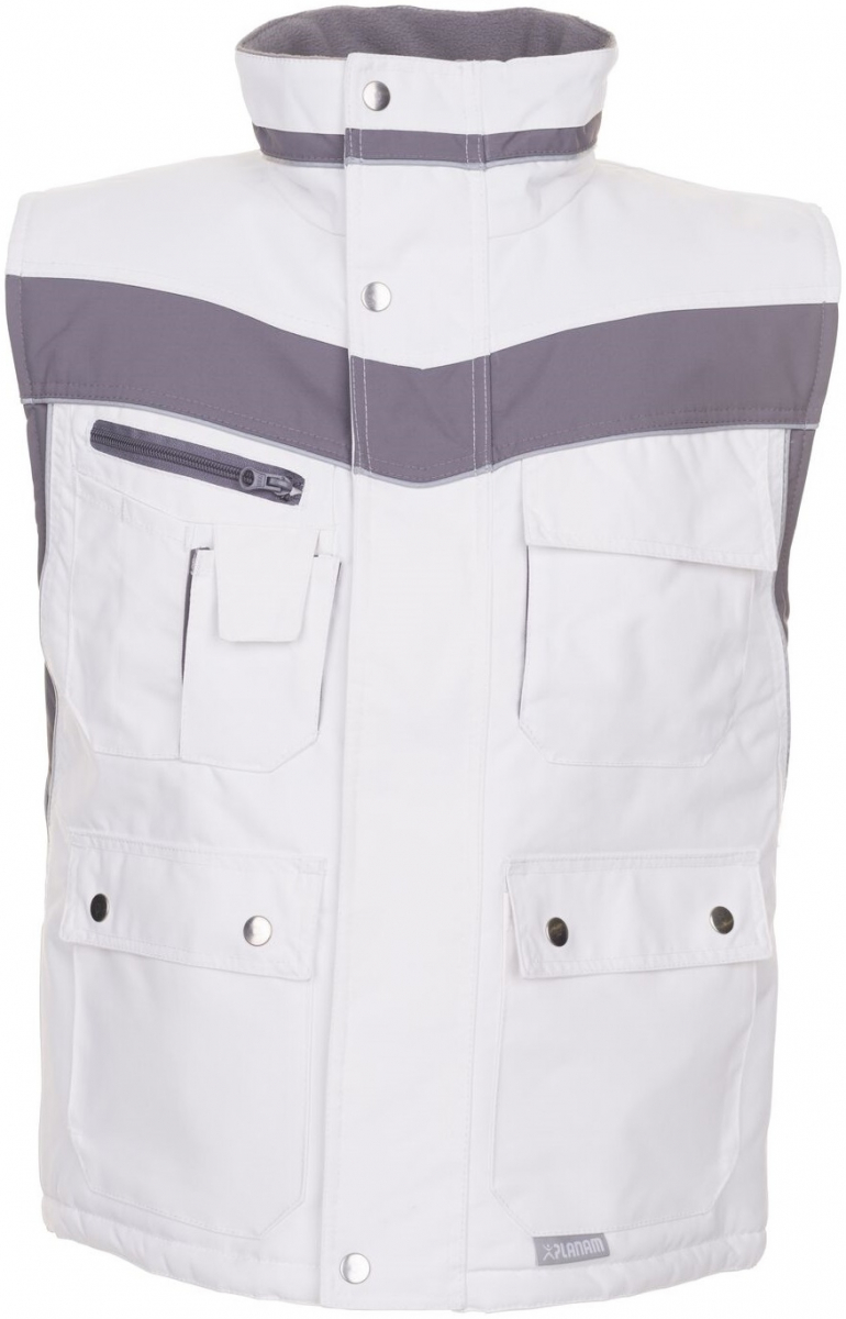 PLANAM-Workwear, Maler-Winter-Arbeits-Weste, Plaline, weiß/zink