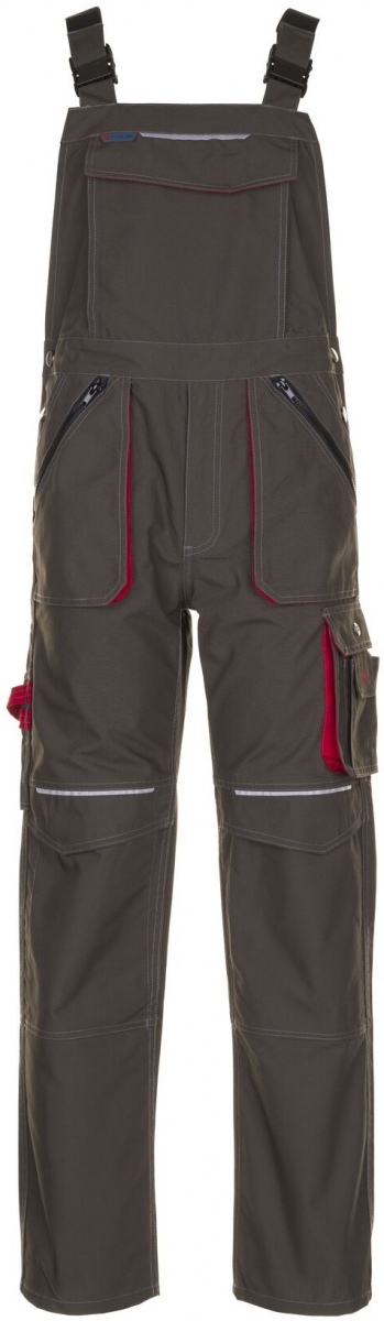 PLANAM-Workwear, Arbeits-Berufs-Latz-Hose, Basalt oliv/rot