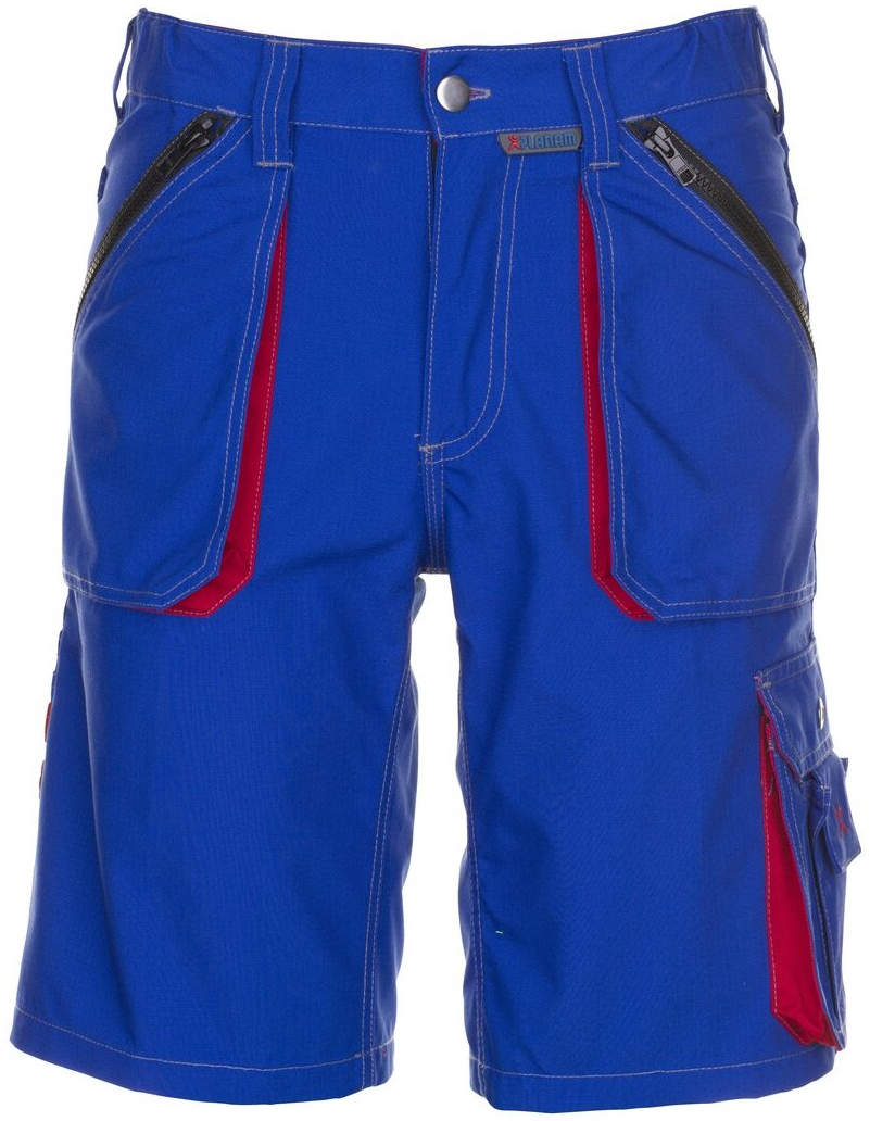 PLANAM-Workwear, Arbeits-Berufs-Shorts, Basalt, 260 g/m², kornblau/rot