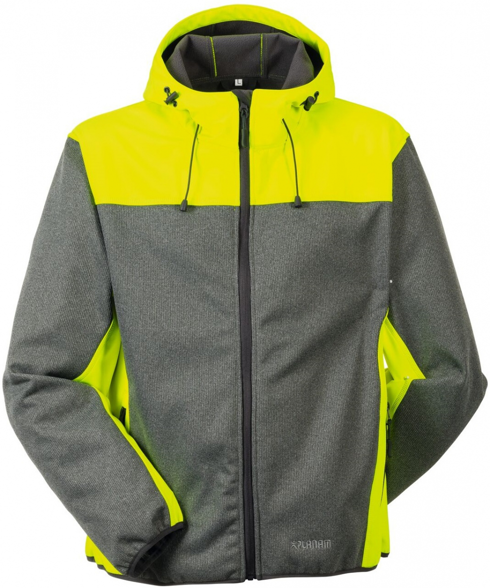 PLANAM-Workwear, Softshelljacke, Kontrast, 370 g/m, grau/gelb