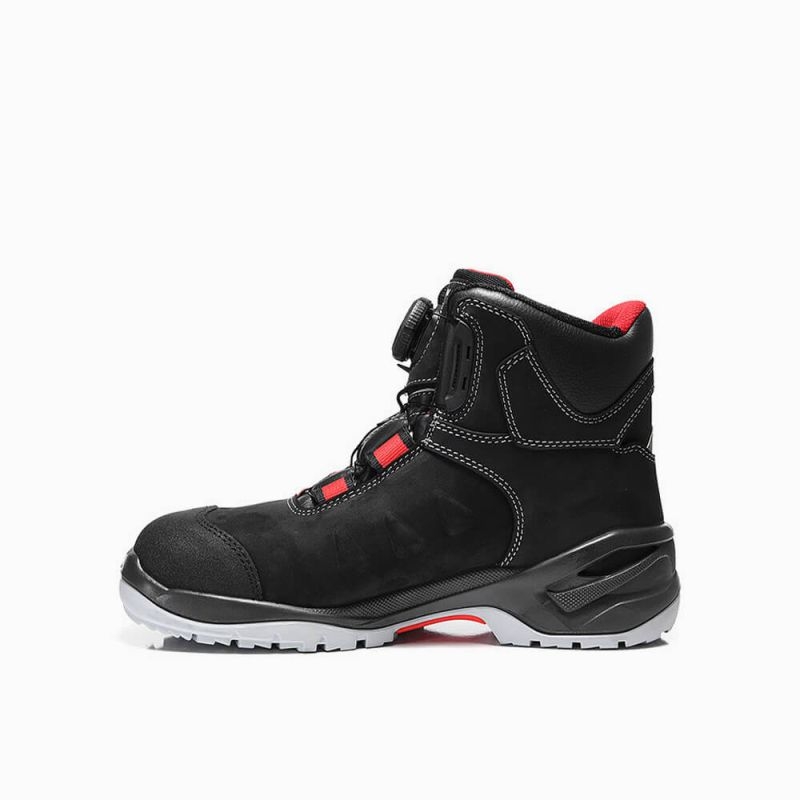 ELTEN-Footwear, S3-Arbeits-Berufs-Sicherheits-Schuhe, Hochschuhe, TILL BOA MID, ESD, schwarz/rot
