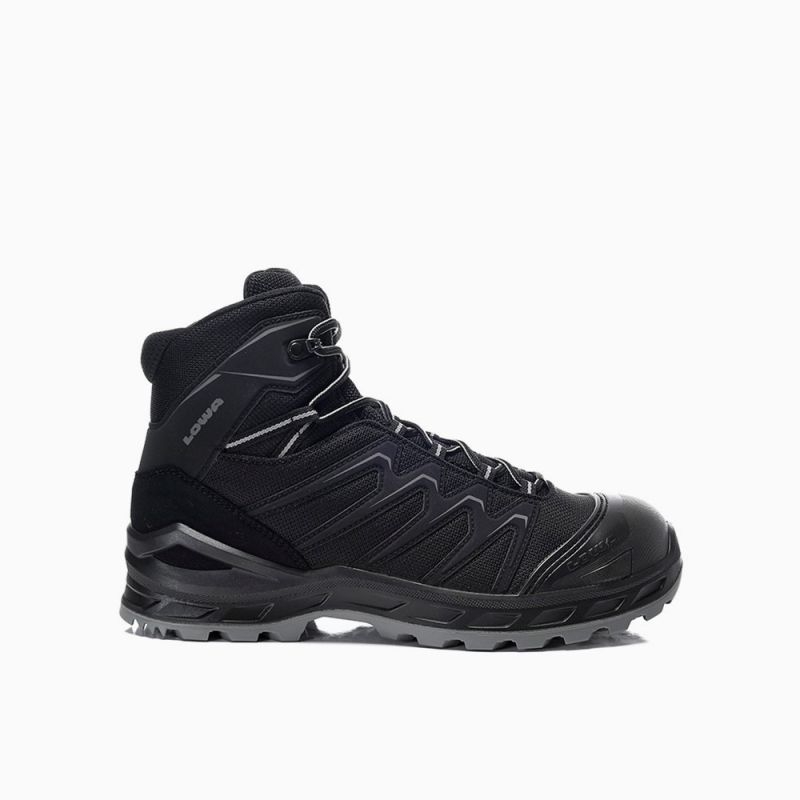 ELTEN-LOWA-S3-Sicherheitshochschuhe, LARROX Work GTX black-grey Mid, CI, schwarz/grau