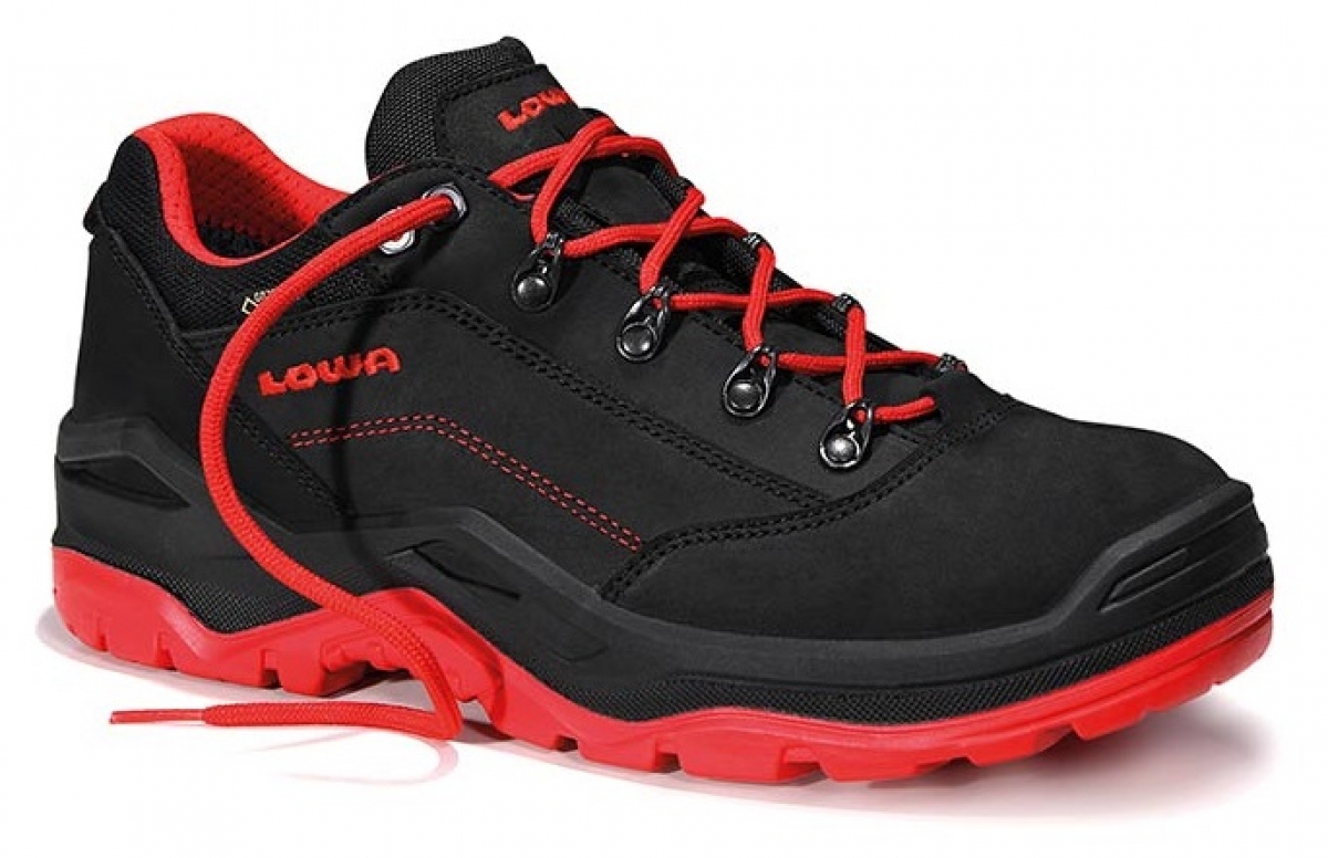 ELTEN-Footwear, LOWA-S3-Arbeits-Berufs-Sicherheits-Schuhe, RENEGADE WORK GTX red Low, schwarz/rot