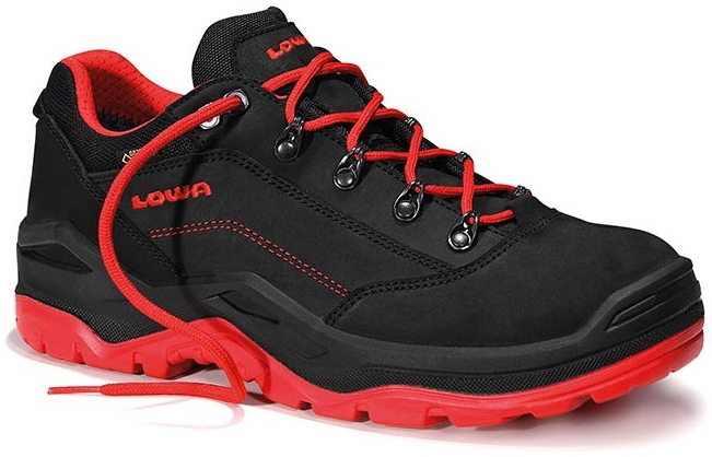 ELTEN-Footwear, LOWA-S3-Arbeits-Berufs-Sicherheits-Schuhe, RENEGADE WORK GTX red Low, schwarz/rot