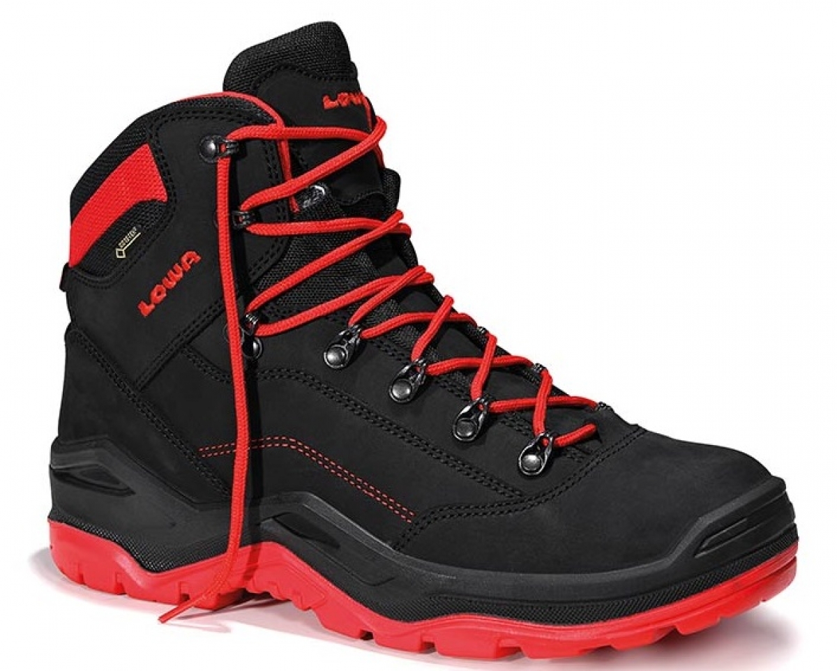 ELTEN-Footwear, S3-Arbeits-Berufs-Sicherheits-Schuhe, Schnrstiefel, RENEGADE Work GTX red Mid, CI, schwarz/rot