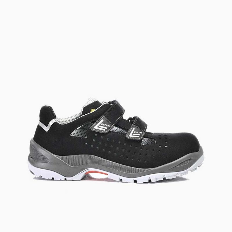 ELTEN-Footwear, S1-Arbeits-Berufs-Sicherheits-Sandalen, IMPULSE GREY EASY, ESD, schwarz/grau