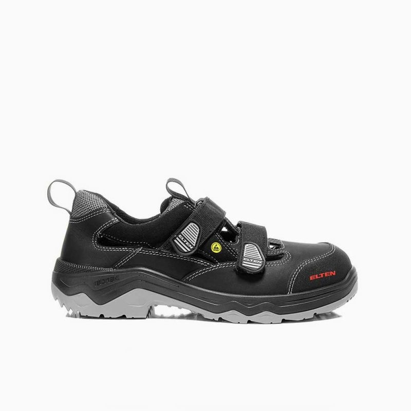 ELTEN-Footwear, S1P-Arbeits-Berufs-Sicherheits-Sandalen, mit Klettverschluss, LASLO ESD, schwarz