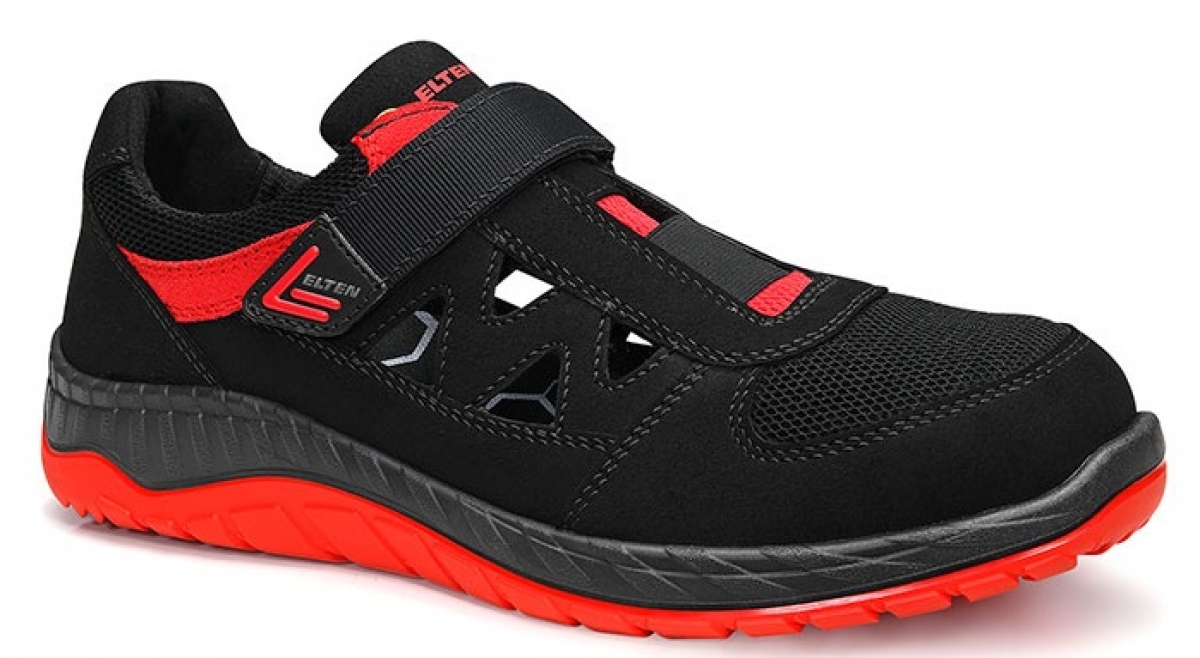 ELTEN-Footwear, S1P-Arbeits-Berufs-Sicherheits-Sandalen, LONNY red Easy, schwarz/rot