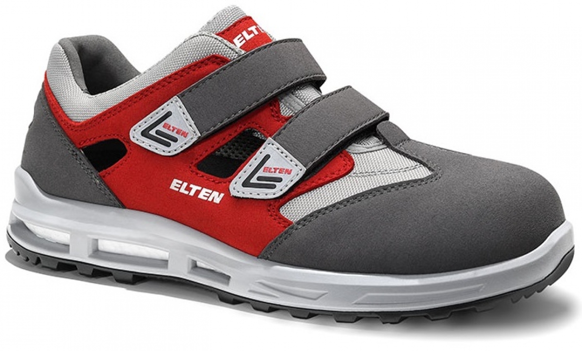 ELTEN-Footwear, S1-WELLMAXX-Arbeits-Berufs-Sicherheits-Sandalen, TRAVIS Esay, ESD, grau-rot