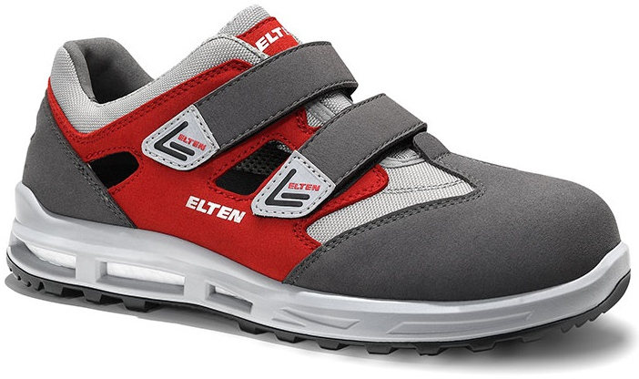 ELTEN-Footwear, S1-WELLMAXX-Arbeits-Berufs-Sicherheits-Sandalen, TRAVIS Esay, ESD, grau-rot