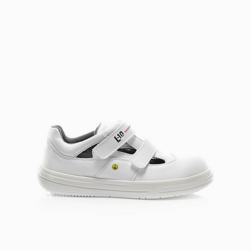 ELTEN-Footwear, S1-Arbeits-Berufs-Sicherheits-Sandalen, mit Klettverschluss, PURE EASY ESD, weiß