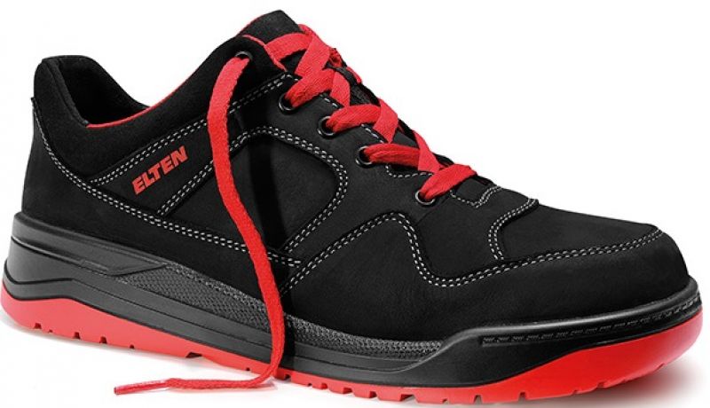 ELTEN-Footwear, S3-Arbeits-Berufs-Sicherheits-Schuhe, Halbschuhe, Maverick Black-Red Low, Esd, schwarz/rot