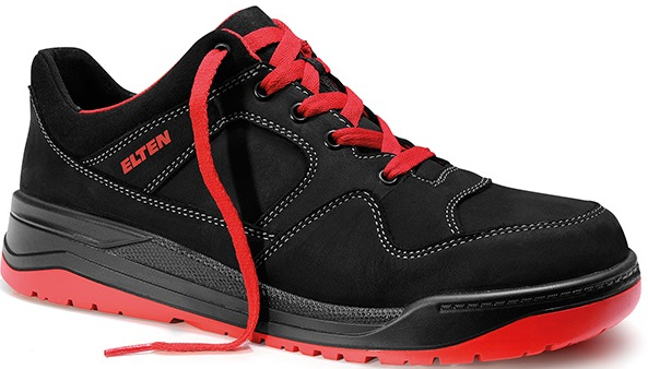 ELTEN-Footwear, S3-Arbeits-Berufs-Sicherheits-Schuhe, Halbschuhe, Maverick Black-Red Low, Esd, schwarz/rot