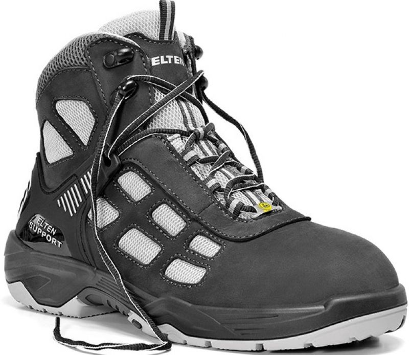 ELTEN-Footwear, S1-Arbeits-Berufs-Sicherheits-Schuhe, Halbschuhe, RUSHER LOW, ESD, schwarz/grau