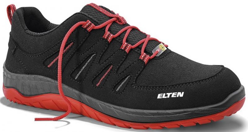 ELTEN-Footwear, S3-Arbeits-Berufs-Sicherheits-Schuhe, Halbschuhe, MADDOX BLACK-RED-LOW, ESD, schwarz/rot