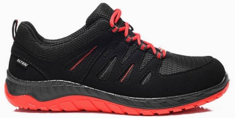 ELTEN-Footwear, S3-Arbeits-Berufs-Sicherheits-Schuhe, Halbschuhe, MADDOX BLACK-RED-LOW, ESD, schwarz/rot