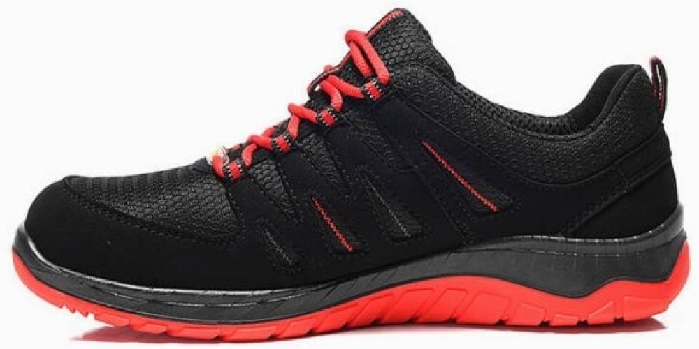 ELTEN-Footwear, S3-Arbeits-Berufs-Sicherheits-Schuhe, Halbschuhe, MADDOX BLACK-RED-LOW, ESD, schwarz/rot