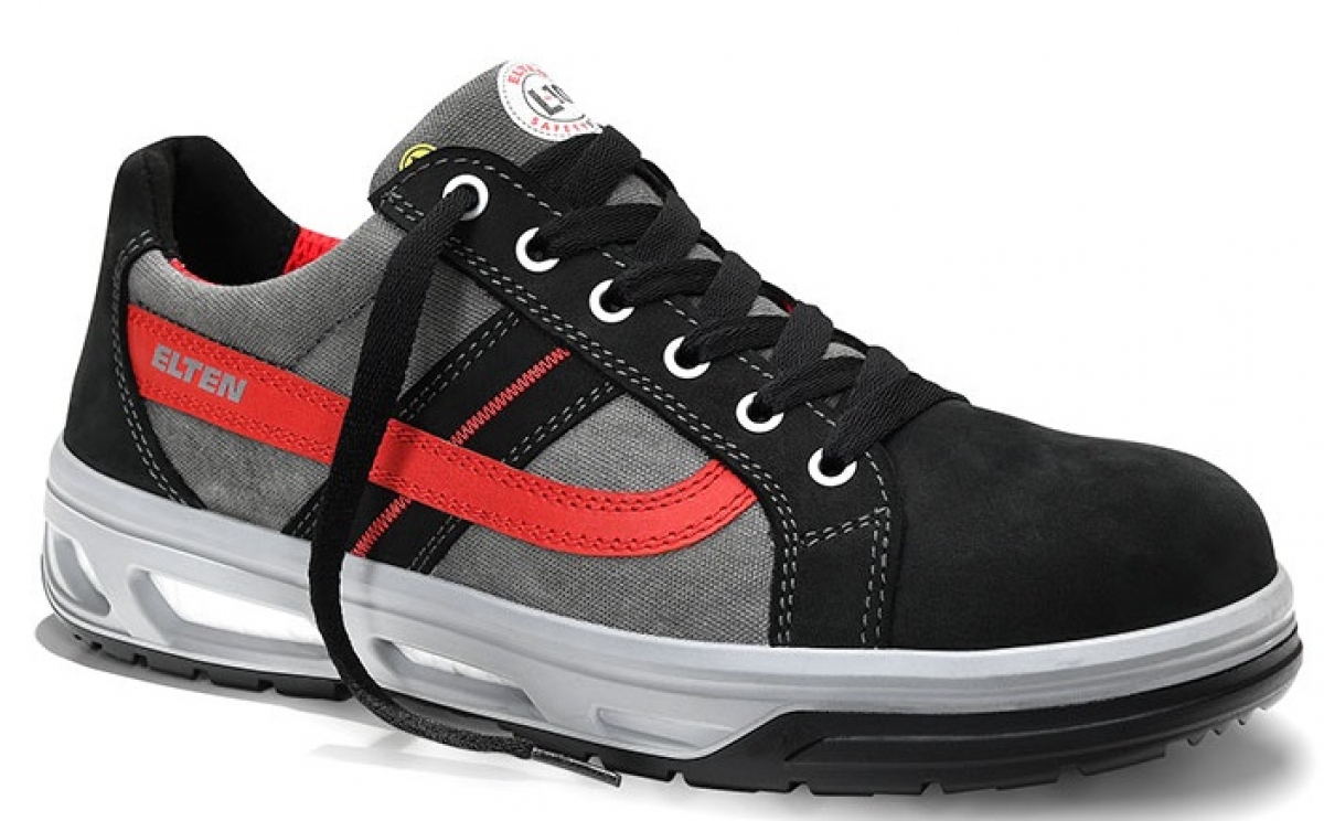 ELTEN-Footwear, S2-Arbeits-Berufs-Sicherheits-Schuhe, Halbschuhe, NEWTON BLACK LOW, ESD, schwarz/grau
