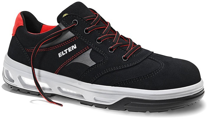 ELTEN-Footwear, S2-Arbeits-Berufs-Sicherheits-Schuhe, Halbschuhe, NED BLACK LOW, ESD, schwarz/rot