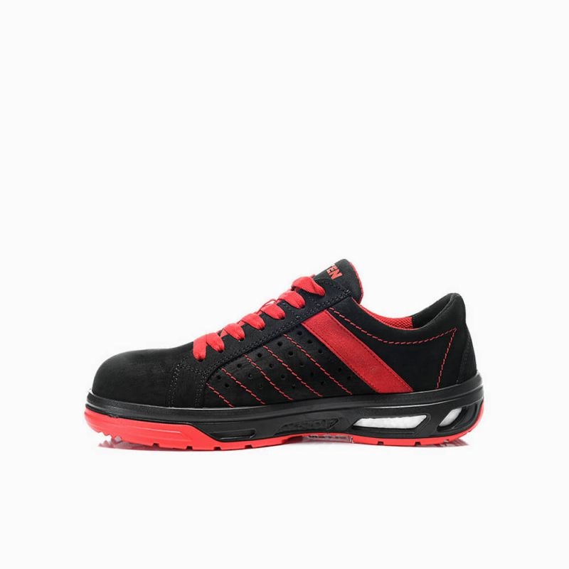 ELTEN-Footwear, S1-Arbeits-Berufs-Sicherheits-Schuhe, Halbschuhe, BREEZER XX10 LOW, ESD, schwarz/rot