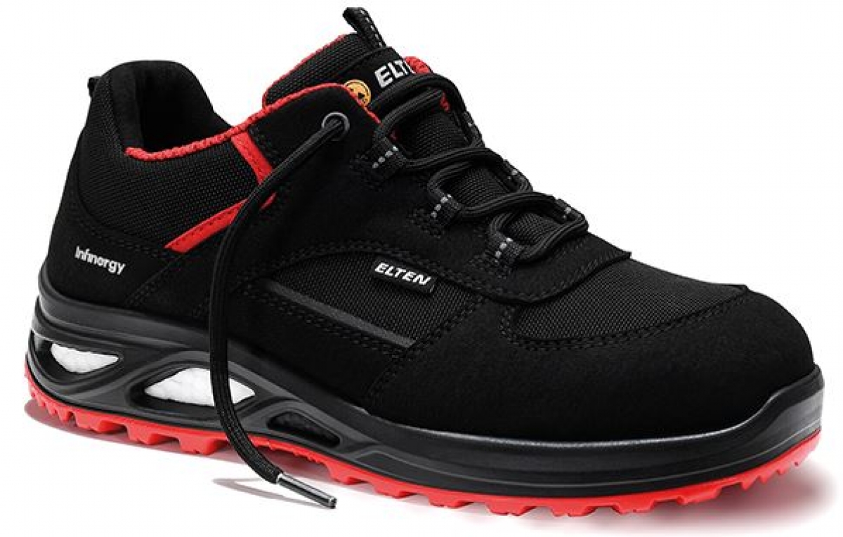 ELTEN-Footwear, S3-Damen-Arbeits-Berufs-Sicherheits-Schuhe, Halbschuhe, HANNAH XXTL Low, ESD, schwarz-rot