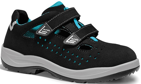 ELTEN-Footwear, S1P-Damen-Arbeits-Berufs-Sicherheits-Sandalen, mit Klettverschluss, IMPULSE LADY AQUA EASY ESD, schwarz