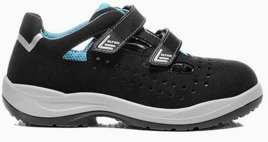 ELTEN-Footwear, S1P-Damen-Arbeits-Berufs-Sicherheits-Sandalen, mit Klettverschluss, IMPULSE LADY AQUA EASY ESD, schwarz