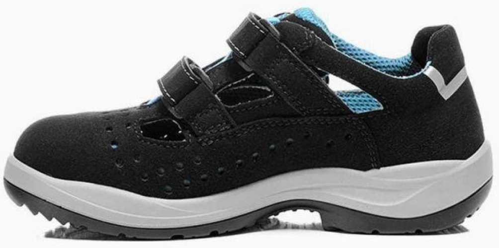 ELTEN-Footwear, S1P-Damen-Arbeits-Berufs-Sicherheits-Sandalen, mit Klettverschluss, IMPULSE LADY AQUA EASY ESD, schwarz