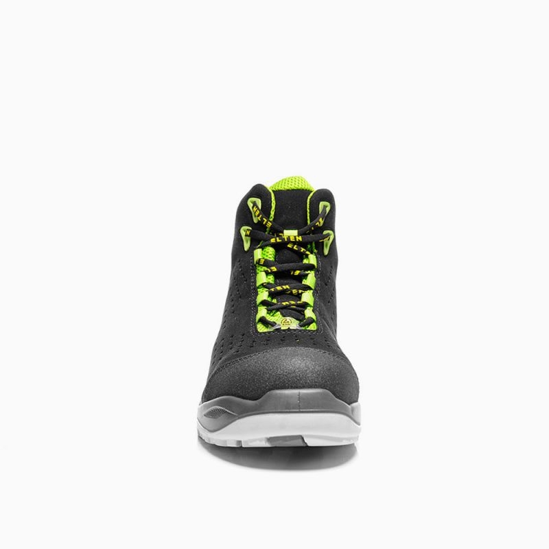 ELTEN-Footwear, S1P-Arbeits-Berufs-Sicherheits-Schuhe, Hochschuhe, IMPULSE GREEN MID ESD, schwarz
