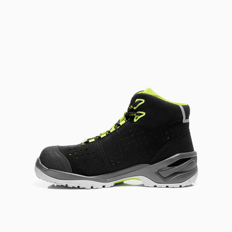 ELTEN-Footwear, S1P-Arbeits-Berufs-Sicherheits-Schuhe, Hochschuhe, IMPULSE GREEN MID ESD, schwarz