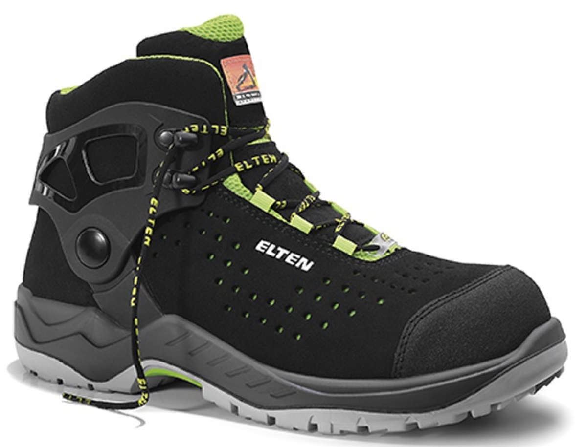 ELTEN-Footwear, S1-Arbeits-Berufs-Sicherheits-Schuhe, Schnrstiefel, TOMMASO green Mid, ESD, schwarz