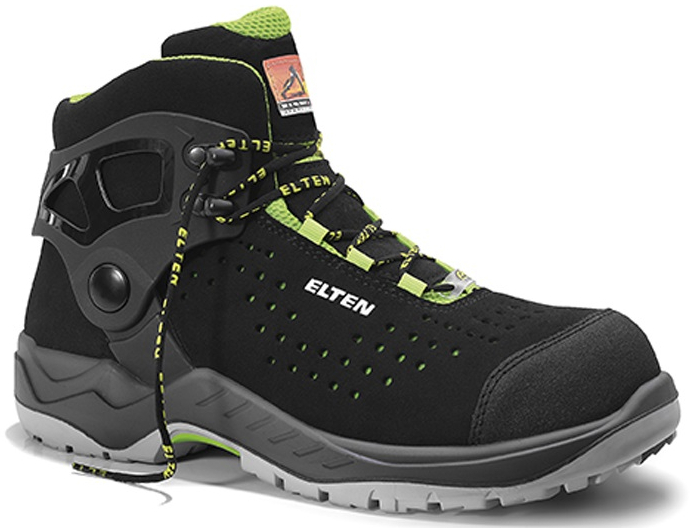 ELTEN-Footwear, S1-Arbeits-Berufs-Sicherheits-Schuhe, Schnürstiefel, TOMMASO green Mid, ESD, schwarz
