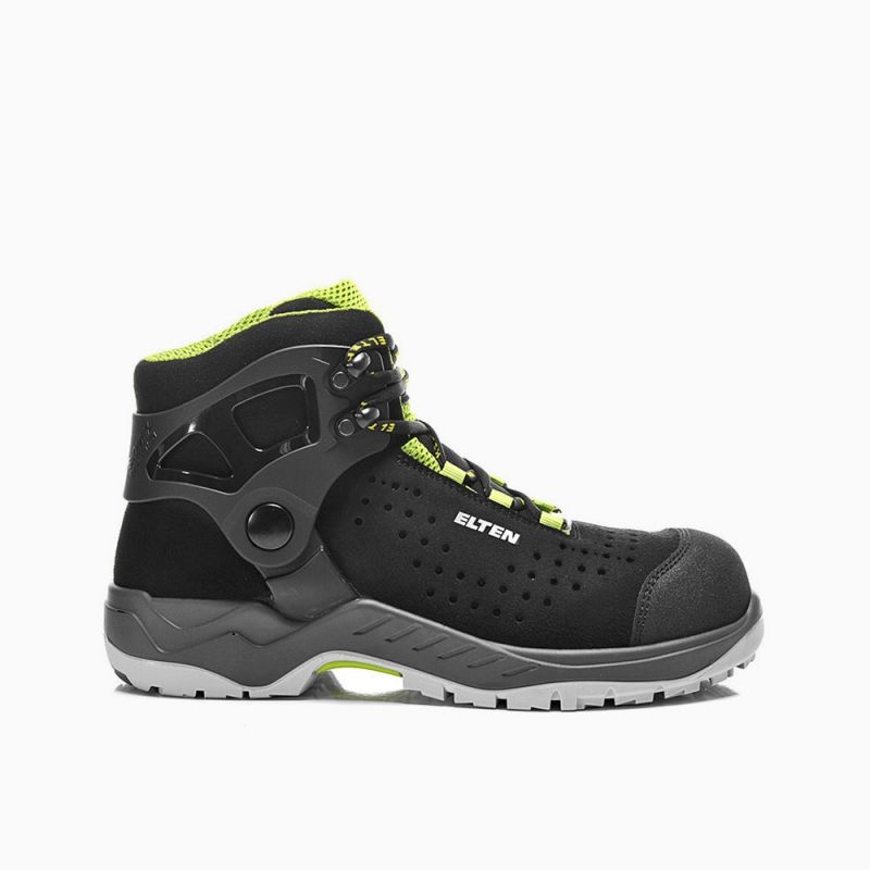 ELTEN-Footwear, S1-Arbeits-Berufs-Sicherheits-Schuhe, Schnürstiefel, TOMMASO green Mid, ESD, schwarz