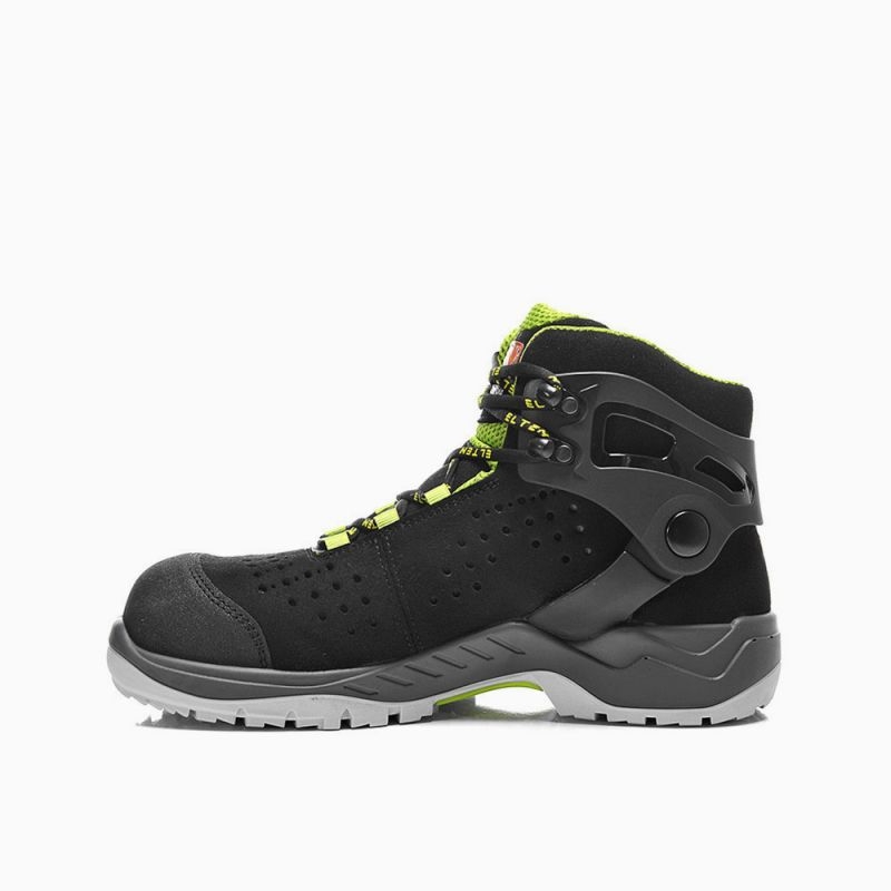 ELTEN-Footwear, S1-Arbeits-Berufs-Sicherheits-Schuhe, Schnürstiefel, TOMMASO green Mid, ESD, schwarz