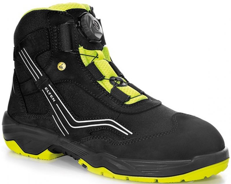 ELTEN-Footwear, S2-Arbeits-Berufs-Sicherheits-Schuhe, Hochschuhe, AMBITION BOA MID, ESD, schwarz/gelb