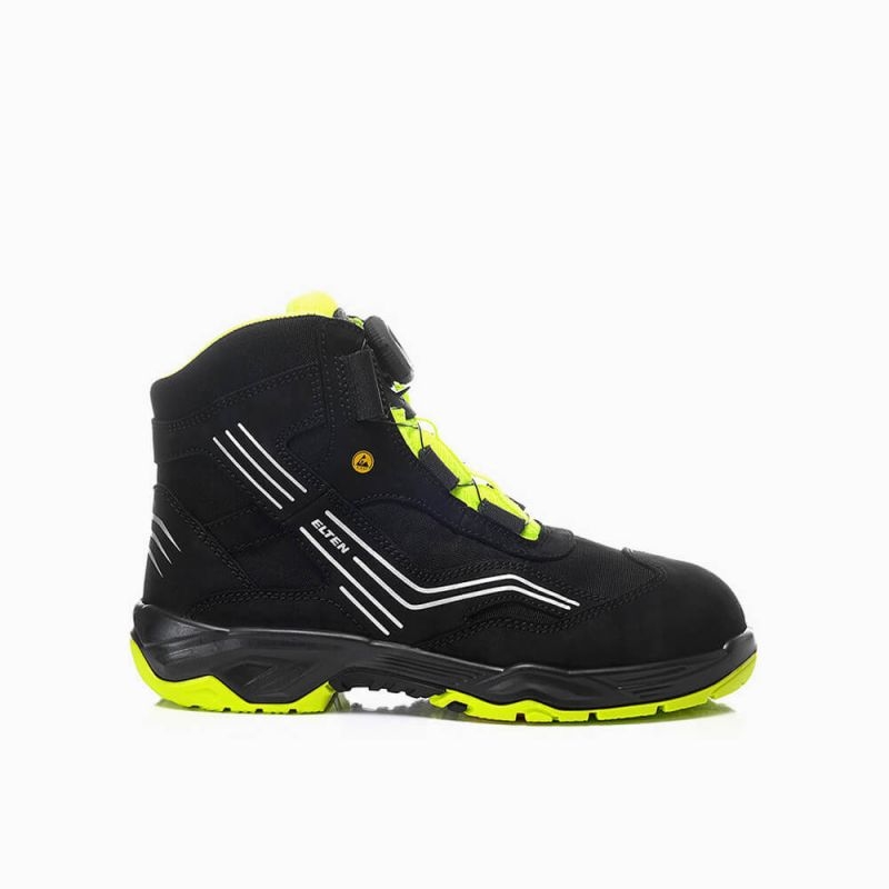 ELTEN-Footwear, S2-Arbeits-Berufs-Sicherheits-Schuhe, Hochschuhe, AMBITION BOA MID, ESD, schwarz/gelb