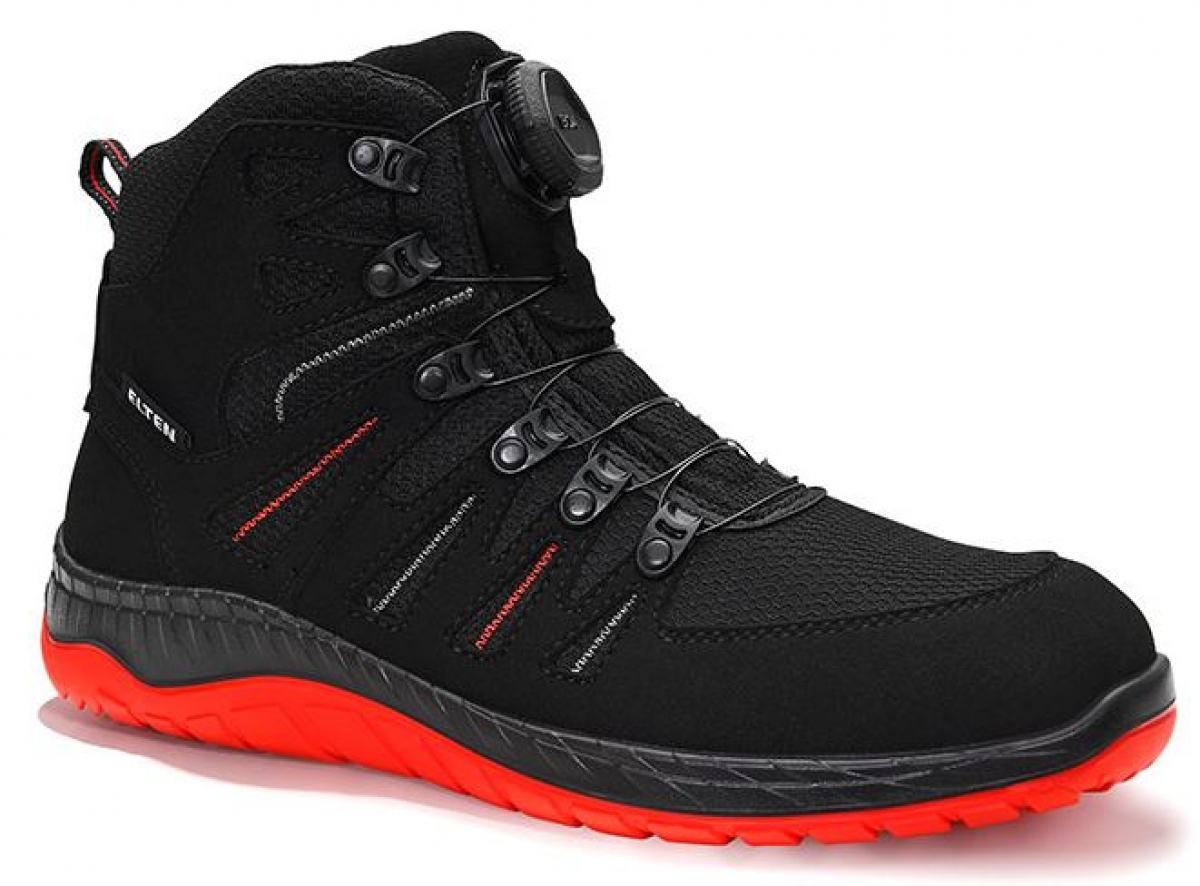 ELTEN-Footwear, S3-Arbeits-Berufs-Sicherheits-Schuhe, Hochschuhe, MADDOX BOA Mid, ESD, schwarz-rot