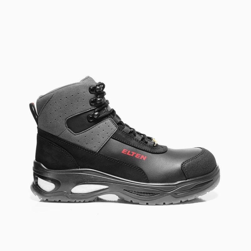 ELTEN-Footwear, S3-Arbeits-Berufs-Sicherheits-Schuhe, Hochschuhe, MILES MID ESD, schwarz/grau