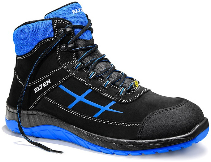 ELTEN-Footwear, S3-Arbeits-Berufs-Sicherheits-Schuhe, Schnürstiefel, MALVIN blue Mid, ESD, schwarz/blau