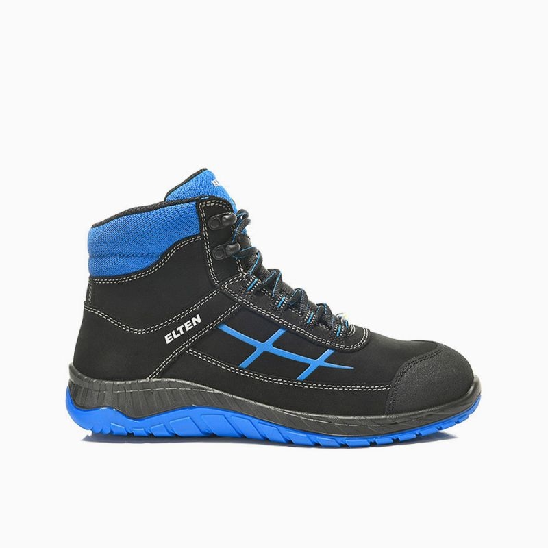 ELTEN-Footwear, S3-Arbeits-Berufs-Sicherheits-Schuhe, Schnürstiefel, MALVIN blue Mid, ESD, schwarz/blau