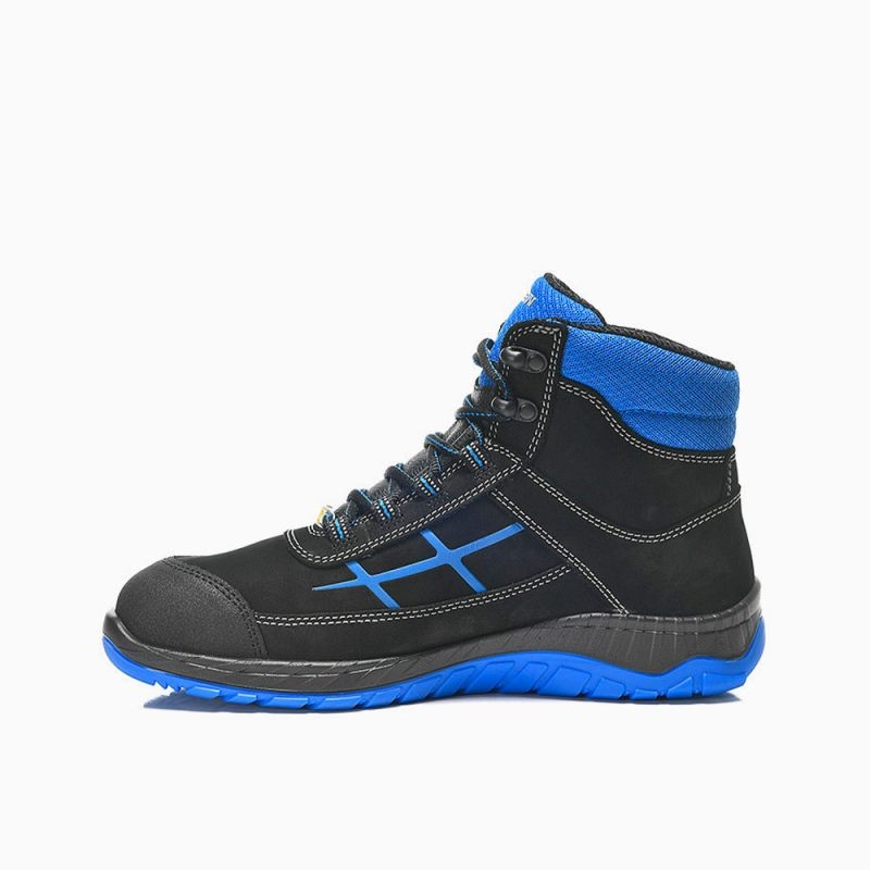ELTEN-Footwear, S3-Arbeits-Berufs-Sicherheits-Schuhe, Schnürstiefel, MALVIN blue Mid, ESD, schwarz/blau