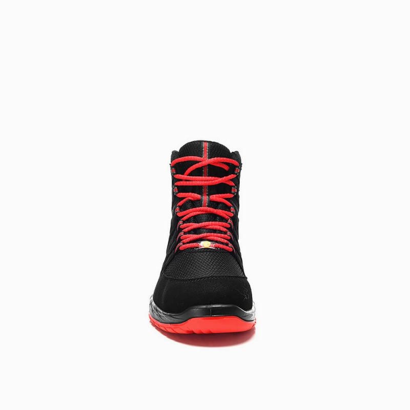 ELTEN-Footwear, S3-Arbeits-Berufs-Sicherheits-Schuhe, Schnürstiefel, MADDOX black-red Mid, ESD, schwarz/rot