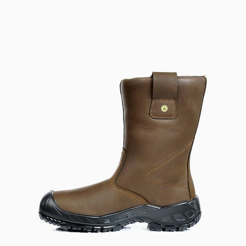 ELTEN-Footwear, S3-Arbeits-Berufs-Sicherheits-Schuhe, Winter-Schlupfstiefel, RIGGER BOOT ESD, CI, braun