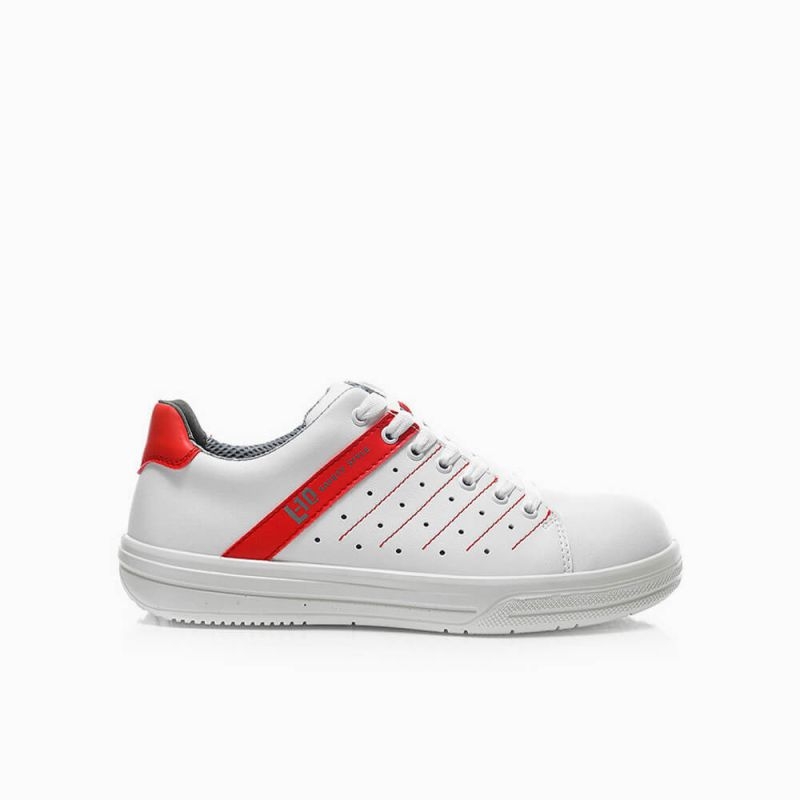 ELTEN-Footwear, O1-Berufsschuhe, NORRIS WHITE-RED LOW, halbhoch, ESD, rot/weiß
