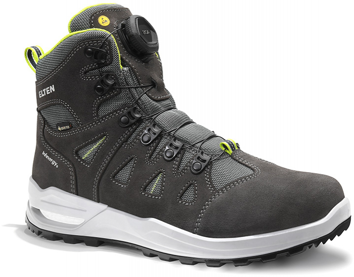 ELTEN-O2-Berufsstiefel, RILEY XXF BOA GTX grey-lime Mid ESD O2 WR CI