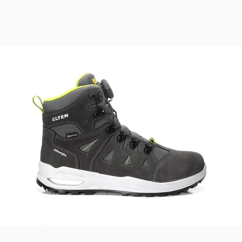 ELTEN-O2-Berufsstiefel, RILEY XXF BOA GTX grey-lime Mid ESD O2 WR CI