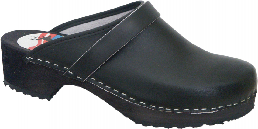 SANITA-Footwear, Arbeits-Berufs-Holz-Clogs, Ferse offen, schwarz