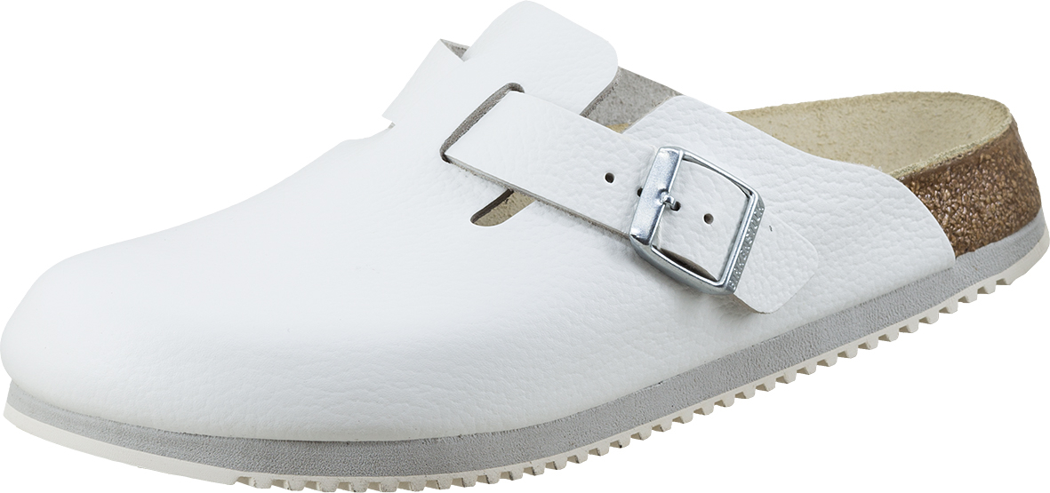 BIRKENSTOCK-Footwear, Arbeits-Berufs-Leder-Pantoletten, Boston`, (060134), wei