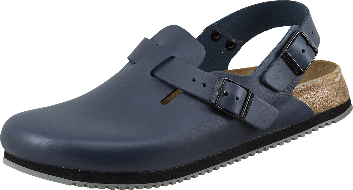 BIRKENSTOCK-Footwear, Arbeits-Berufs-Leder-Pantoletten, hinten mit Riemen, `Tokio`, (061154), blau