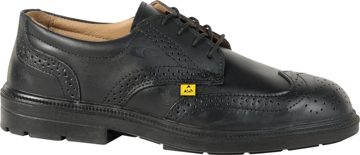 Cofra-GOLDEN ESD S1 FO SR, HALBSCHUH GELOCHTES LEDER SCHWARZ/LEDER HELL BRAUN (ESD)